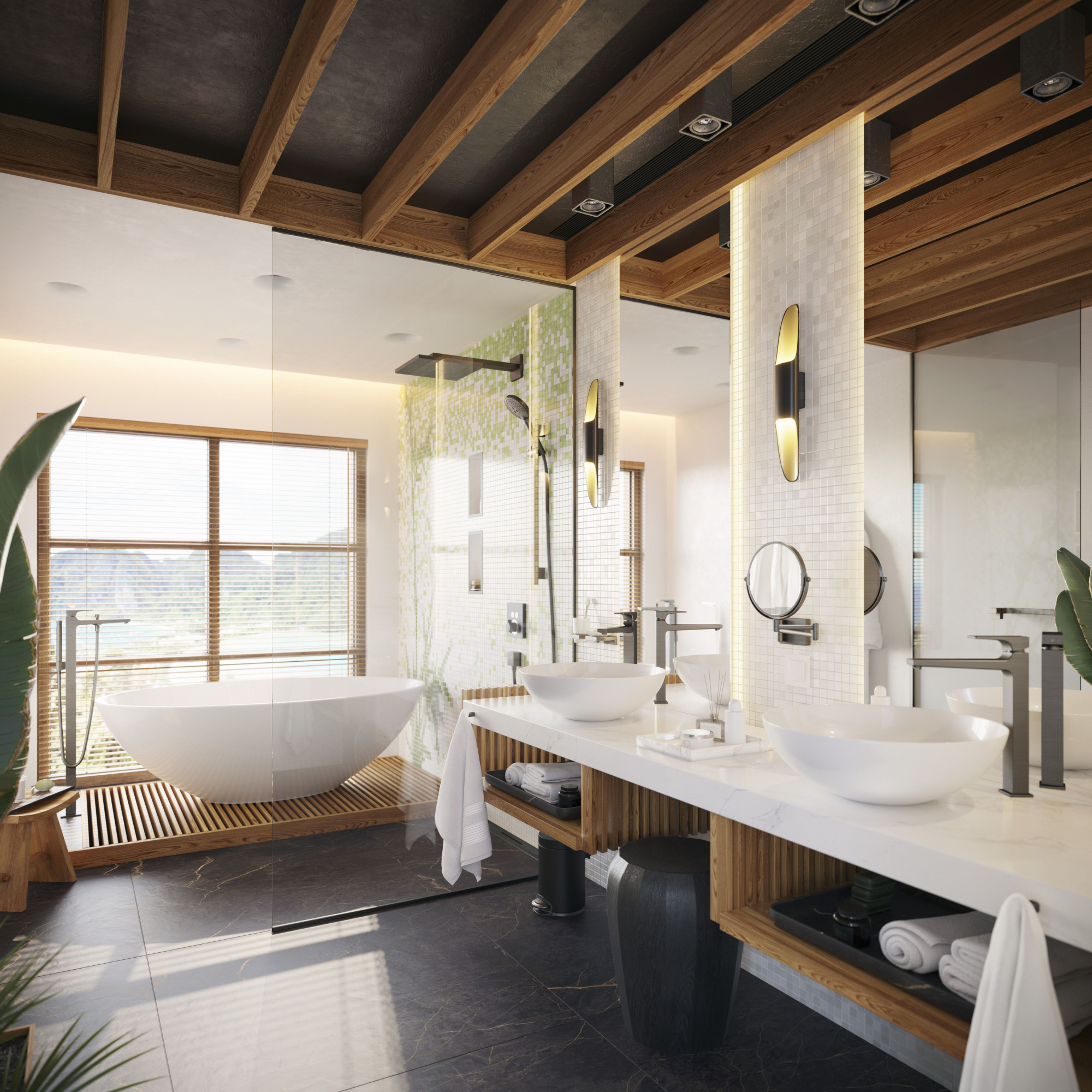 Косметическое зеркало Hansgrohe AddStoris 41791340 черный матовый хром