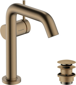 Смеситель для раковины Hansgrohe Tecturis S 150 Fine Coolstart Push-Open 73340140, матовая бронза