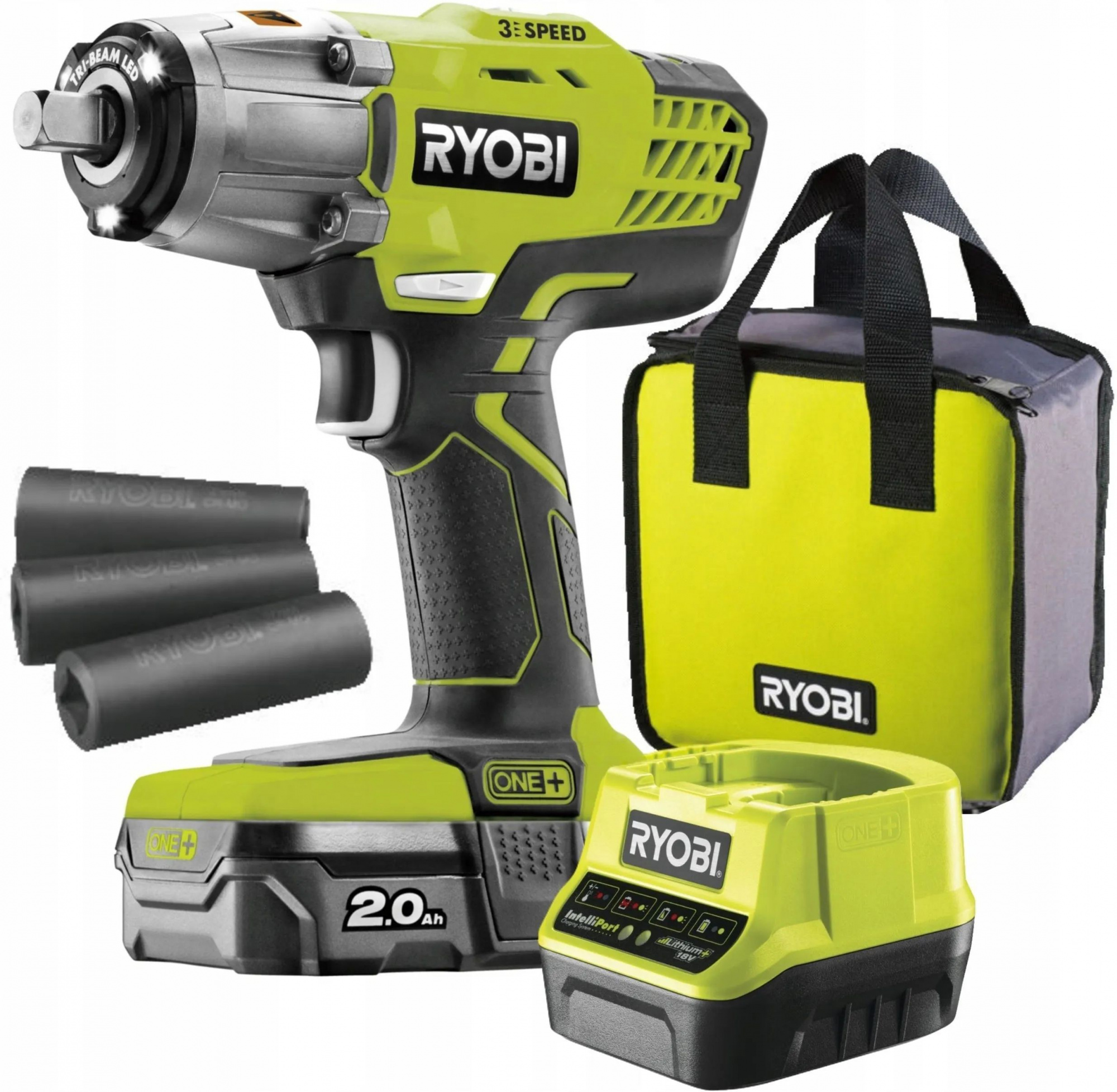 Гайковерт RYOBI R18IW3-120S 2 Ah АКБ и ЗУ, сумка