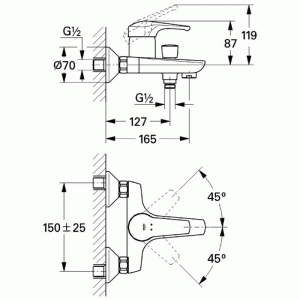 Комплект смесителей Grohe Eurosmart New (33265002, 33300002), хром