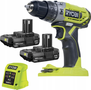 Аккумуляторная ударная дрель-шуруповерт RYOBI R18PD2-2C15G с 2 АКБ и ЗУ