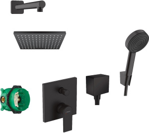 Душевой гарнитур Hansgrohe Vernis Shape 88002344 с верхним душем, чёрный матовый