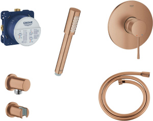 Душевой комплект Grohe Essence 24057DL1+35600000+27057DL0+27074DL0+26465DL0, матовое розовое золото