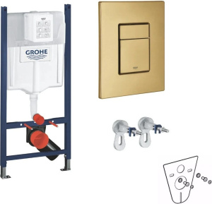 Инсталляция для унитаза Grohe Rapid SL Project + коврик + кронштейны + кнопка управления 38840000+3855800M+38732GN0