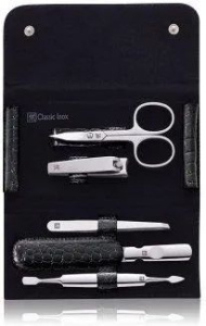 Маникюрный набор из 5 предметов с чехлом из кожи Zwilling Classic Inox 97508-004-0 черный