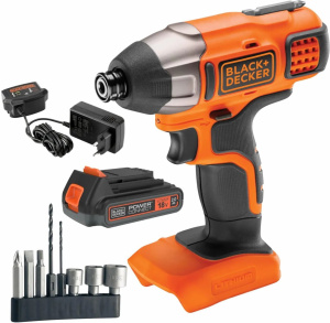 Аккумуляторный ударный шуруповерт Black+Decker BDCIM18D1A
