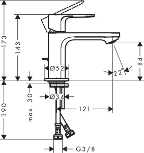 Смеситель для раковины Hansgrohe Rebris S 72513670, матовый черный