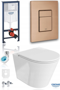 Комплект инсталляции Grohe унитаз Imprese Jess Tornado + кнопка смыва, медный глянцевый
