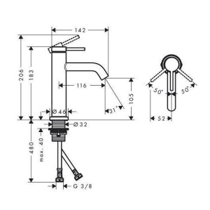 Смеситель для раковины Hansgrohe Tecturis S 110 73311700, белый Матовый