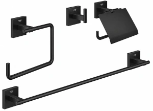 Набор аксессуаров для ванной Grohe Start Cube 4-в-1 411152430, черный матовый