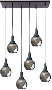 Подвесной светильник Keter Lighting Lacrima, 6xE27, дымчато-черный