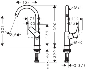 Смеситель для раковины Hansgrohe Logis 210 71131000 хром