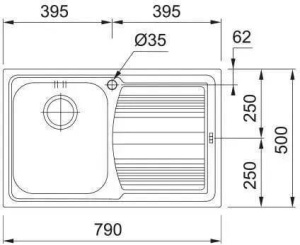 Кухонная раковина Franke Logica LLL 611-79 101.0086.232, слив с правой стороны из нержавеющей стали, лен