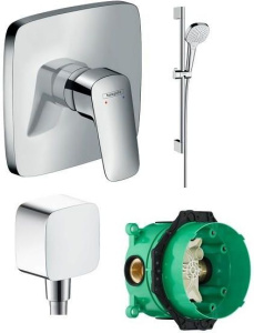 Душевой комплект Hansgrohe Logis 71605000 + 01800180 + 26582400 + 26457000, хром
