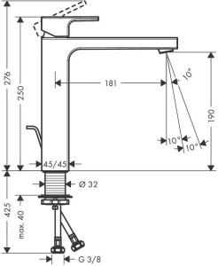 Смеситель для раковины с автоматическим сливом Hansgrohe Vernis Shape 71562000, хром