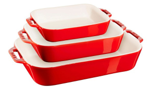 Набор из 3 прямоугольных сервировочных мисок Staub Cooking, красный (40508-171-0)