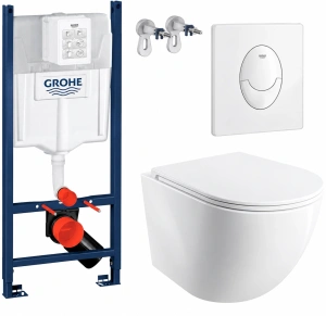Комплект инсталляции Grohe с унитазом Imprese Tornado и кнопкой смыва, кнопка белый