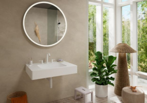 Смеситель для раковины Hansgrohe Tecturis S 3-Отверстие 150 Push-Open 73330700, белый матовый