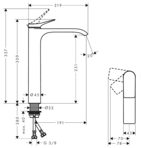 Смеситель для раковины Hansgrohe Vivenis 75045140, бронза