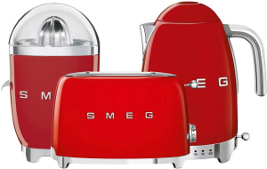 Набор тостер+соковыжималка+чайник SMEG TSF01RDEU + KLF04RDEU