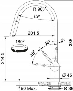Кухонный кран Franke Atlas Neo J pull-out 115.0590.047, нержавеющая сталь