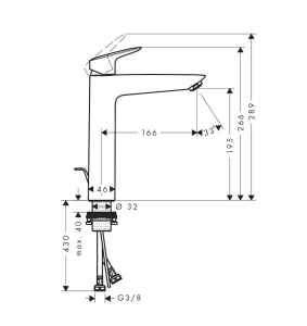 Смеситель для раковины со сливным гарнитуром Hansgrohe Logis 190 71090670, матовый черный