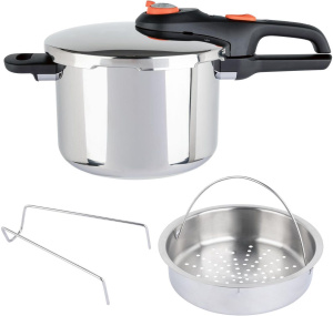 Скороварка Tefal P2530756 6л с корзиной для пара серебристый