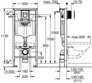 Комплект инсталляции 3 в 1 для унитаза Grohe Rapid SL 39504000, хром