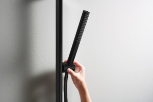 Душевой комплект со штангой 65см Hansgrohe Pulsify S 100 1jet EcoSmart+ 24373670, черный матовый