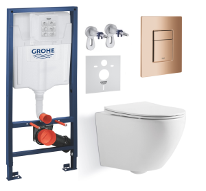 Комплект инсталляции Grohe унитаз Imprese Tornado + кнопка смыва, медный глянцевый