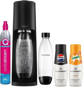 Сатуратор Sodastream Terra Black + 2 бутылки 1 л Black + 2 сиропа