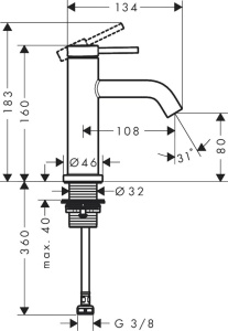 Смеситель для раковины Hansgrohe Tecturis S 80 73313000, хром