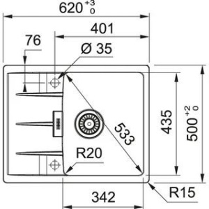 Кухонная раковина Franke Centro CNG 611-62 TL / 2 114.0713.949, сланцево-серый