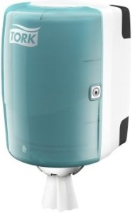 Диспенсер для бумажных полотенец Tork Performance Centerfeed 659000, белый и бирюзовый