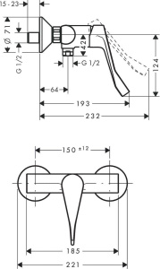 Смеситель для ванны Hansgrohe Focus Care 31916000