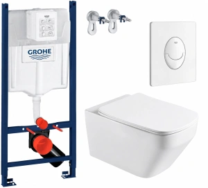 Комплект инсталляции Grohe унитаз Imprese Naron Tornado + кнопка смыва, белый