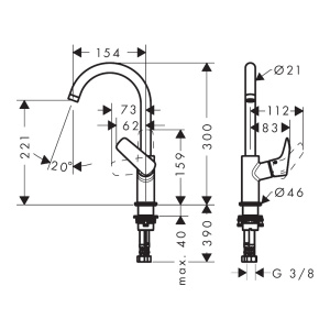 Смеситель для раковины Hansgrohe Logis 210 Черный Матовый 71131670