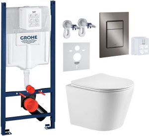 Комплект инсталляции Grohe с унитазом Imprese Jess Tornado и кнопкой смыва