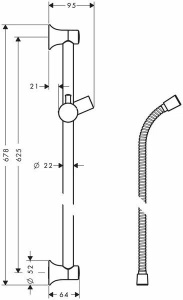 Душевая штанга Hansgrohe Unica' Classic 27617820, шлифованный никель