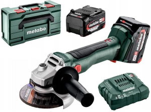 Угловая шлифмашина аккумуляторная Metabo W 18 L BL 9-125 602374510 в кейсе metaBOX с 2 аккумуляторами Li-Power 18 V/4.0 Ah и ЗУ ASC 55