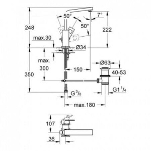 Смеситель для раковины Grohe Eurocube L 23135DC0, нержавеющая сталь