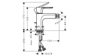 Смеситель для биде Hansgrohe Rebris S 72212000, хром