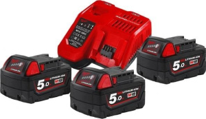 Комплект аккумуляторов и зарядного устройства Milwaukee M18 NRG-503 4933451423 3х5,0 Ач с АКБ и ЗУ