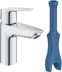 Смеситель для раковины Grohe QuickFix Start с инструментом, размер S, экономичный, сливной клапан 23551002