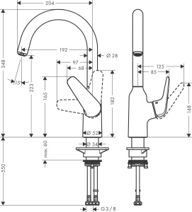 Смеситель для кухни Hansgrohe M421-H220 71802800, матовая сталь