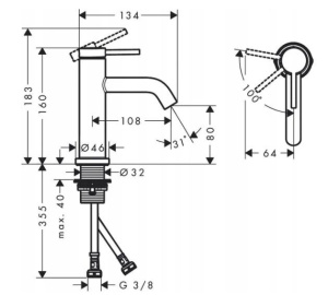 Смеситель для раковины Hansgrohe Tecturis S 80 73301000, хром