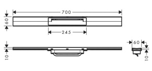 Внешний сливной элемент для напольного монтажа Hansgrohe Raindrain Flex 70см 56043800, матовая нержавеющая сталь