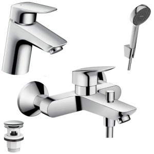 Душевой комплект Hansgrohe Logis 71077000 + 71400000 + 27558000, хром