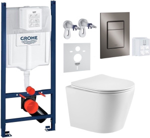 Комплект инсталляции Grohe с унитазом Imprese Jess Tornado и кнопкой смыва