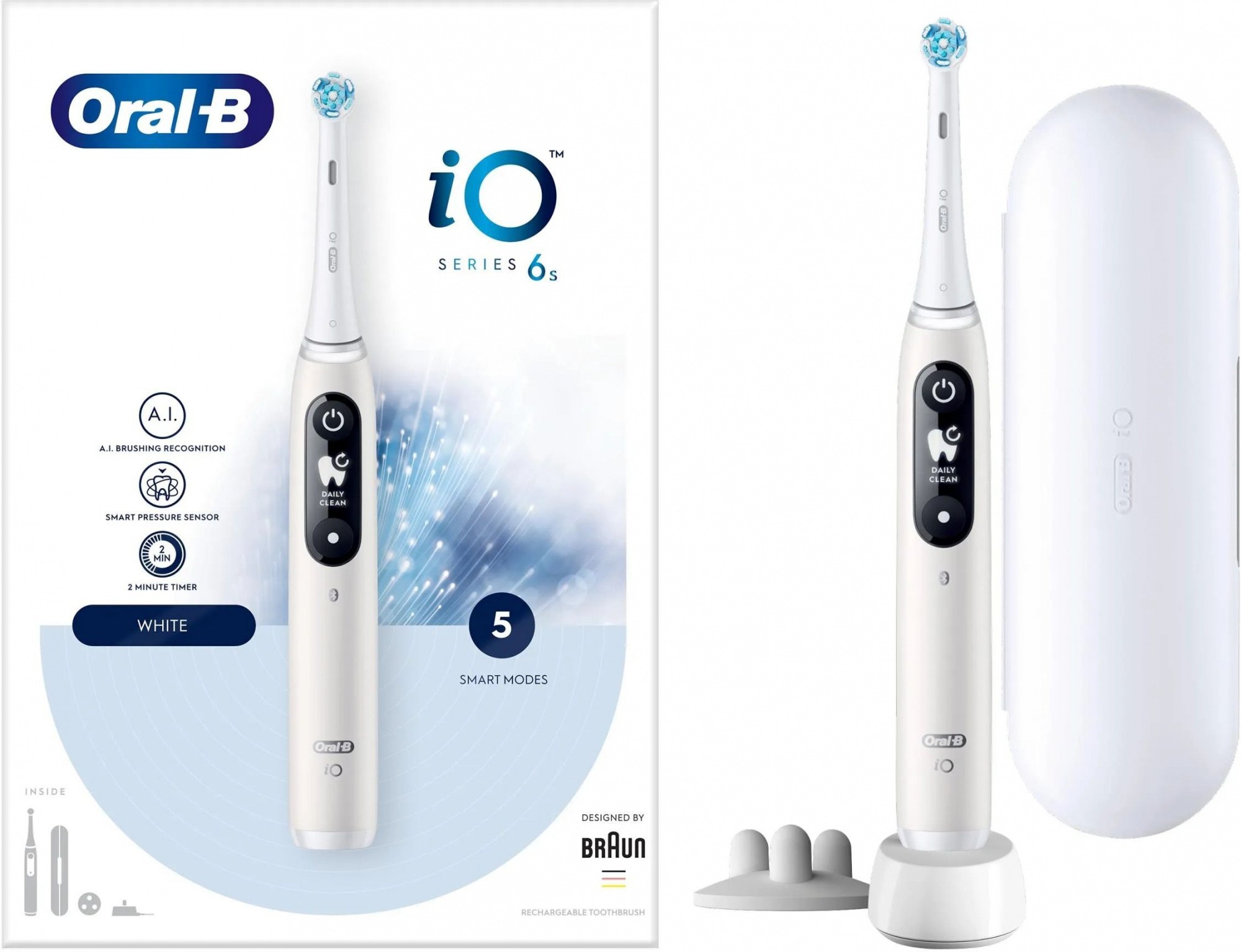 Электрическая зубная щетка Oral-B iO Series 6s, белая